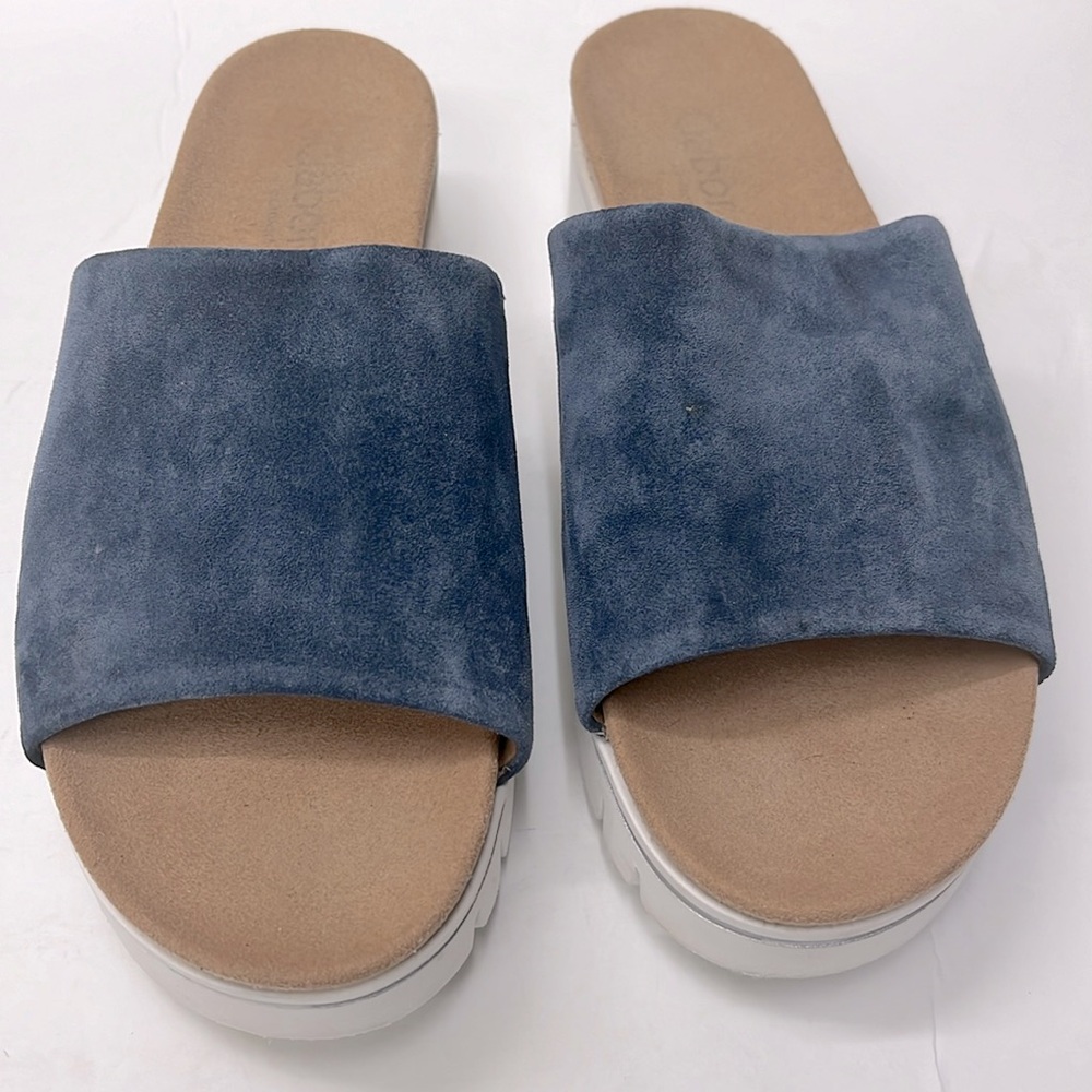 Gabor Ladies Mules Sandals Slippers Blue Leather Wide G Size 51/2
